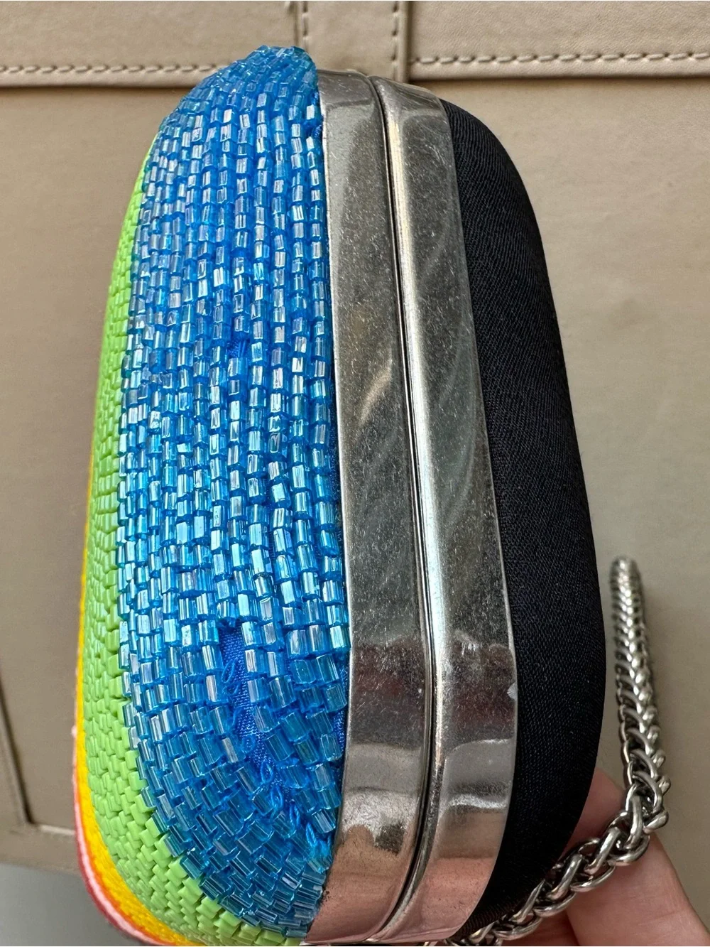 Alice + Olivia x FriendsWithYou Rainbow Beaded Cloud Clutch Bag Rare